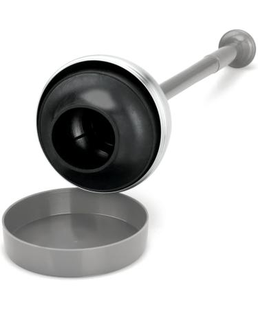 mDesign Toilet Plunger Set with Lift & Lock Cover - Modern Heavy Duty Gray/Brushed Stainless Steel - Compact Freestanding Storage Caddy for Bathroom - Buy Online on GoSupps.com