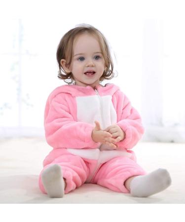 COOKY.D Baby Hooded Romper | Winter Flannel Jumpsuit Pajamas | 18-24 Months Rabbit Design - Buy Online on GoSupps.com