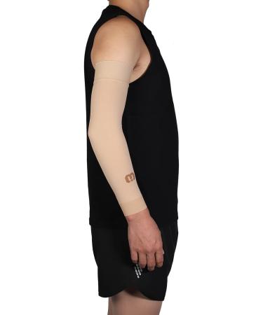MGANG Lymphedema Compression Arm Sleeve - X-Large, Beige - 15-20 mmHg Compression with Silicone Band for Swelling, Edema, Post-Surgery Recovery - Buy Online on GoSupps.com