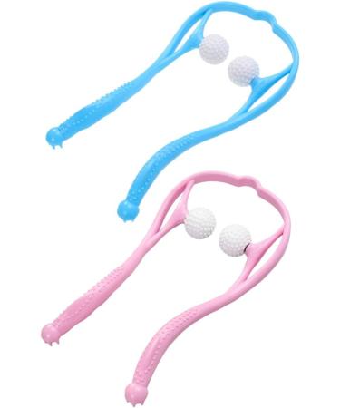 Lioobo Neck Massage Device - Dual Trigger Pressure Point Massager for Adults | Portable Pink & Blue Shoulder Massage Tool - Buy Online on GoSupps.com
