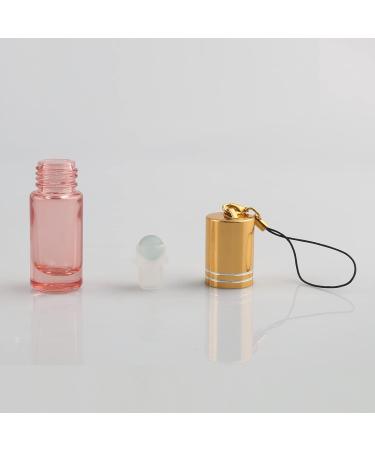 Tianzd 5ml Pink Glass Roller Bottles - 5 Pack with Gold Screw Cap - Essential Oil Roll-On Bottles with Funnel & Pipettes for Easy Filling - Buy Online on GoSupps.com