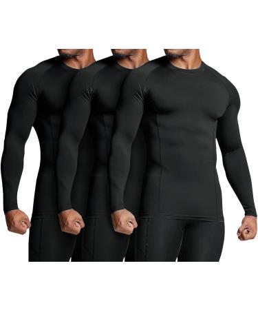 ATHLIO Men's UPF 50+ Long Sleeve Compression Shirts 3 Pack - Water Sports Rash Guard Base Layer for Athletic Workouts - Size Large - Buy Online on GoSupps.com