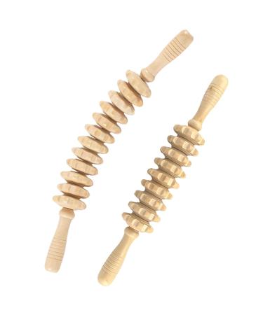 2 pieces Premium massage roller wood set - anti cellulite massage massage device massage roller scooter with handle thigh maderotherapy for loosening deep tissue suitable for neck legs backs