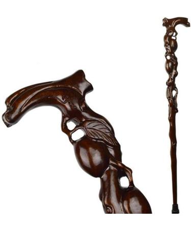 Crutch Wooden Carved Comfortable Handle Walking Sticks Retro Cane for Men and Women 95cm Ideal for Men or Women with Active Outdoor Lifesty