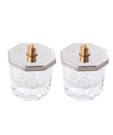 Minkissy 2Pcs Acrylic Nail Glass Bowl Liquid Powder Dappen Dish Glass Clear Nail Art Crystal Cup for Manicure Nail Art