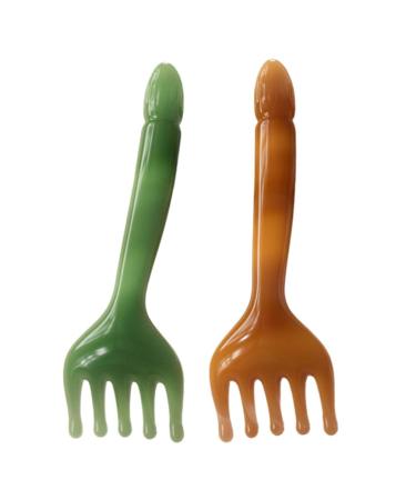 Beavorty 2-Piece Resin Massage Comb with Wide Teeth Hair Brush Handheld Massager for Head Massager for the Head