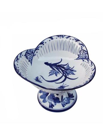 Fruit Bowl Salad Bowl Ceramic High-Foot Tea Plate Love Ceramic Fruit Plate Living Room Household Snacks Tribute Plate for Plate Fruit Bowl for Kitchen Counter (Color : A Size : Small) (B Small)