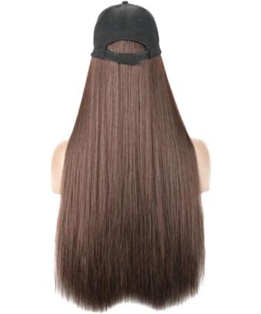 iLUU Hat Hair Extension Baseball Cap With Hair Straight Long Smoth Hairpiece With Baseball Hat Attached Adjustable Cap Synthetic Hair Extensions for Girls and Women (24 -Straight Dark Brown) dark brown straight-60cm - Buy Online on GoSupps.com