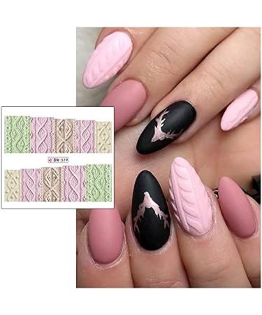 12Pcs/Set Beauty Sweater Cloth Pattern Sticker Water Transfer Nail Art Stickers Nails Decals Colorful Labels - Buy Online on GoSupps.com