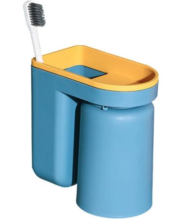 Ventdouce Wall-Mounted Toothbrush Holder - Self-Adhesive Bathroom Organizer with 2 Cups | Stamp-Free Travel-Friendly Blue Design - Buy Online on GoSupps.com