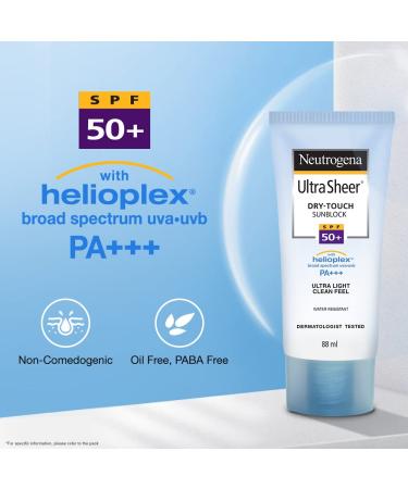 Neutrogena Ultra Sheer Dry-Touch Sunblock SPF 50+ - 2 Pack (30ml) - Buy Online on GoSupps.com