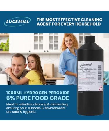 Lucemill Hydrogen Peroxide 6% Food Grade I 1 Litre I Liquid Hydrogen Peroxide Food Grade I Unstabilised I Eco Friendly I Additive Free - Buy Online on GoSupps.com