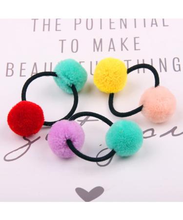 Lurrose 10-Piece Pom Pom Hair Tie Set | Fluffy Elastic Hair Bands for Women & Girls | Stylish Fur Ball Ponytail Holders | International Shipping Available - Buy Online on GoSupps.com