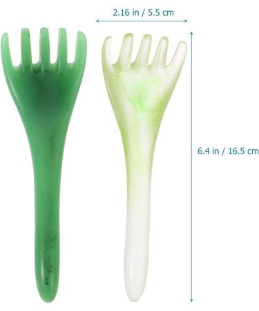 Tovinanna 2-Piece Manual Head & Scalp Massage Device | Gua Sha Face Massage Tools | Relaxation & Hair Care | Green - 16.5x5.5x3cm - Buy Online on GoSupps.com