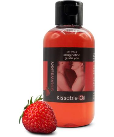 LOVE PLAY Strawberry Flavored Body Oil - Edible Warming & 100% Vegan - Ideal for Couples - 150ml - Buy Online on GoSupps.com