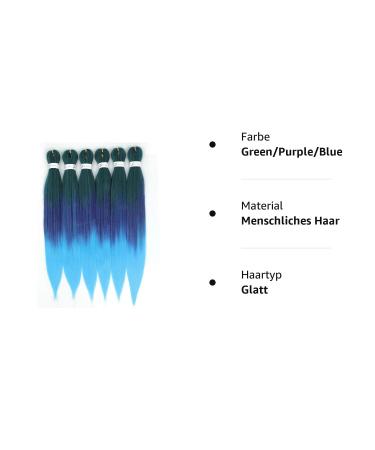 Chraylend Braided Hair Extensions | Anti-Stretched Easy Braid Crochet Braids | Yaki Texture 66cm | 6-Pack (Green Purple Blue) - Professional Quality - Buy Online on GoSupps.com