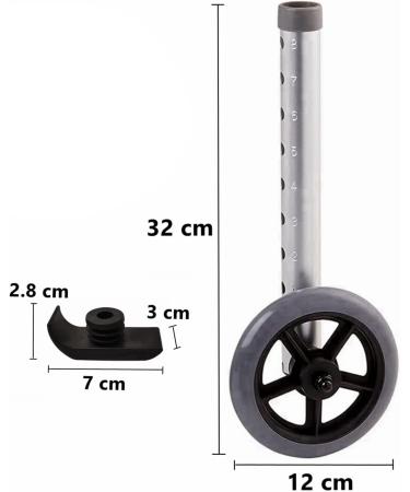 Walker Wheels and Ski Glides 1 Pair Rubber Universal Walker Caster Wheel with 8 Height Adjustable Replacement Rollator Accessories 4 PCS - Buy Online on GoSupps.com