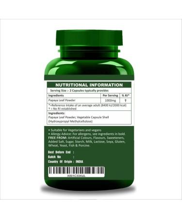 Herbal Magic Natural Papaya Leaf (Carica Papaya) 60 x 500 mg Veg Capsules - Rich Revered & Prized herb in Ayurveda - Whole Leaf Used - No Fillers & Preservatives (Pack of 2) Papaya Leaf Powder Capsules - Pack 2 - Buy Online on GoSupps.com