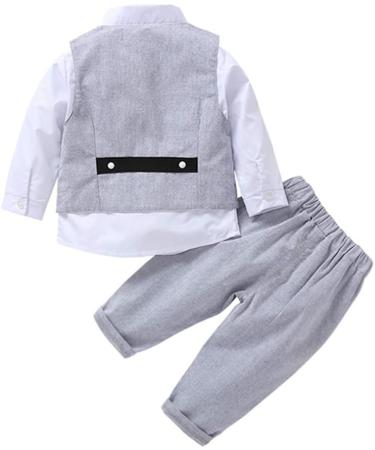 AmzBarley Baby Boys Gentleman Suit | Grey Tuxedo Rompers for Kids | Birthday Party Outfit | 3-4 Years - Buy Online on GoSupps.com