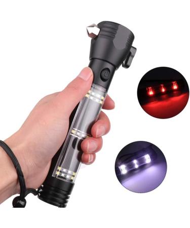 10 in 1 Flashlight Car LED Flashlight for Emergencies Window Breaker Seatbelt Cutter Multifunction Solar Flashlights USB Rechargeable 7 Modes Flashlight Red - Buy Online on GoSupps.com