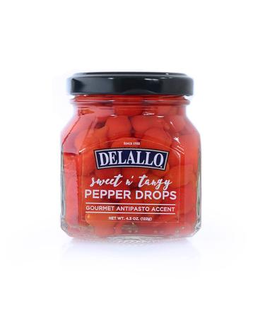 DeLallo Sweet & Tangy Pepper Drops, Gourmet Antipasto Accent, 4.3oz Jar, 1-Pack 4.3 Ounce (Pack of 1)
