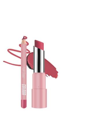 Genli Lifter Glazes Oil Balm Genli Lip Balm Genli Lip Balm Lipstick 24-Hour Moisturizing Tinted Long-Lasting Waterproof Matte Two-in-One Set Lip Liner Non-stick Cup Gift for Girl&women (05#)