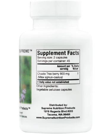 Supreme Nutrition Chaste Tree Supreme 90 Pure Vitex Vegetarian Capsules 90 Count (Pack of 1) - Buy Online on GoSupps.com