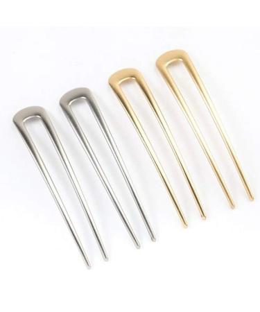 Balancy 4 Pack Metal U Shaped Hair Pin Hair Stick Fork Metal Chignon Pins Hair Clips for Women Girls Hairstyle Accessories(Gold & Silver)