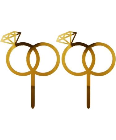 Wedding Cake Topper 2 Pcs Ring Cake Topper for Valentine's Day Engagement Bridal Shower Wedding Party Cake Decor Accessories - Buy Online on GoSupps.com