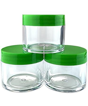 Beauticom 12 Pack 1 oz Acrylic Round Clear Jars with Flat Top Lids for Creams Lotions Makeup & More - Green - Buy Online on GoSupps.com