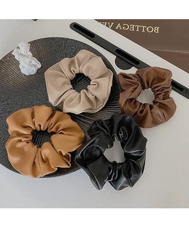 Soft Leather Big Hair Scrunchies for Women - 4 Pcs Ponytail Holders for Thick Hair - Buy Online on GoSupps.com