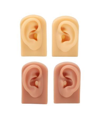 2 Pairs 3D Fake Ear Display Silicone Ear Model Piercing Practice Reusable 3D Acupuncture Silicone Ear Model