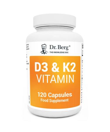 Dr. Berg Vitamin D3 K2 w/ MCT - Includes 2 000 IUs of Vitamin D3 & 50 mcg MK7 Vitamin K2 - No Added Sugars Maltodextrin or Corn Syrup - 120 Capsules