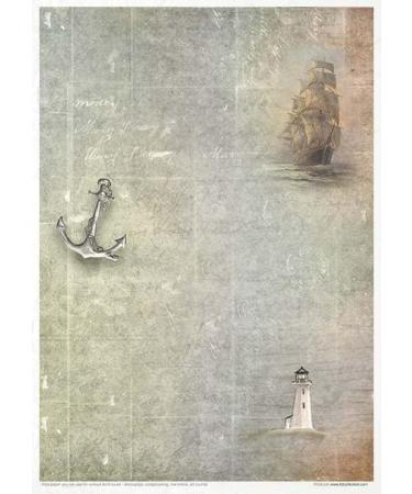 ITD Collection A4 Decoupage Rice Paper Sheet RP039 - Nautical Expedition Design - Buy Online on GoSupps.com