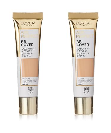 L'Or al Paris Age Perfect BB Cream 02 Light Beige light-weight Infused with hydrating serum Vitamin B3 SPF 50 (Pack of 2) 02 Light Beige 1 Count (Pack of 2)