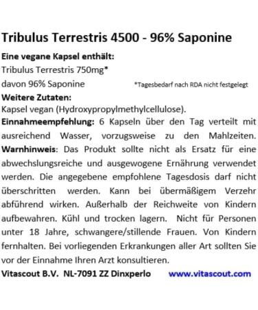 Buy Tribulus Terrestris 750mg - 270 Vegetarian Capsules | 96% Saponins | Premium Quality - No Magnesium Stearate - VitaScout  - Buy Online on GoSupps.com