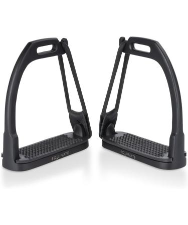 Equinate Safety Bar Wakefield 12cm Black Matt | Anti-Slip Rubber Tread Stirrup Set for Adults & Children | Ankle Relief - 2 Pieces - Buy Online on GoSupps.com