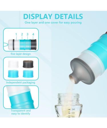 Vicloon Baby Milk Powder Dispenser - 4 Layer Portable Container for Kids - Stackable Snack Storage - Gray & Blue - Buy Online on GoSupps.com