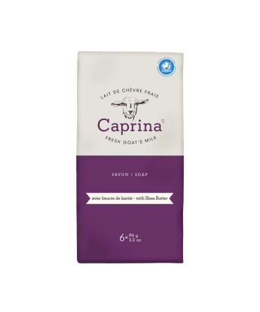 Caprina by Canus Caprina Bar Soap Shea Butter 3.2 Oz (6 Pack) With Fresh Canadian Goat Milk Vitamin A B3 Potassium Zinc and Selenium Shea Butter 6 Count