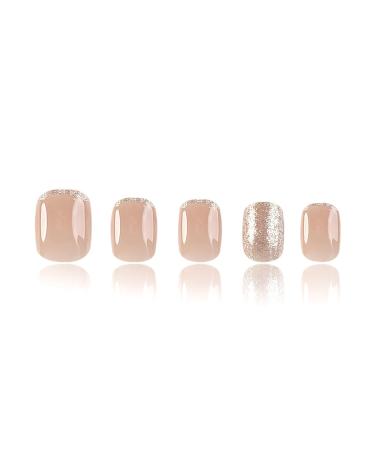 24Pcs Brown Glitter Square Press on Nails - Reusable Fake Nails for Women | Full Cover Acrylic Stick On Nails - Buy Online on GoSupps.com