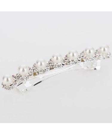 E EMZHOLE Luxury Rhinestone Pearl Diamond Hair Barrette for Women and Girls - Elegant Ponytail Clip Headdress - Buy Online on GoSupps.com