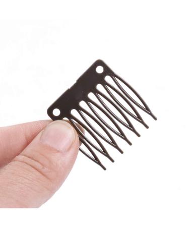 50pcs Hair Comb Slides - Dark Brown Plastic Wig Clips for Wig Cap & 7 Teeth Hair Combs | International Shipping Available - Buy Online on GoSupps.com