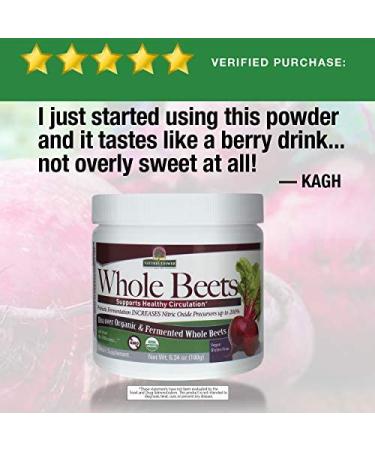 Organic Nature's Answer Beet Root Powder - Fermented Cherry Flavor | Supports Circulation & Blood Pressure | 6.34oz Dietary Supplement - Buy Online on GoSupps.com