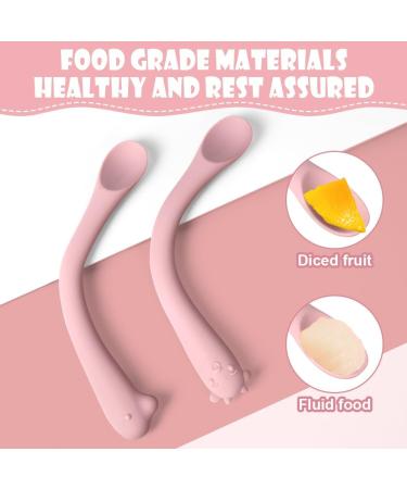 HOTUT Baby Cutlery Feeding Set - 4pcs Toddler Utensils Spoon Set for Self Feeding - Easy Grip Bendable Kids Spoons - Reusable and Perfect for Mealtime (Blue/Pink/ Powder) - Buy Online on GoSupps.com