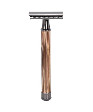 Sonew Men's Bamboo Handle Manual Shaver Zinc Alloy Classic Portable Beard Body Hair Razor Trimmer Replaceable Head Shaver