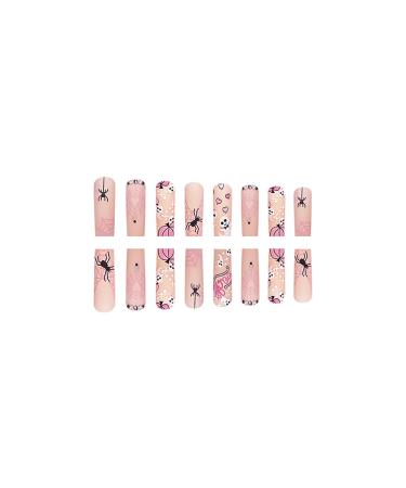Halloween Press on Nails - Long Square Glue on Nails with Cute Pumpkin & Spider Web Designs | 24 Pcs DIY Ghost Nail Art Decoration for Women - Buy Online on GoSupps.com
