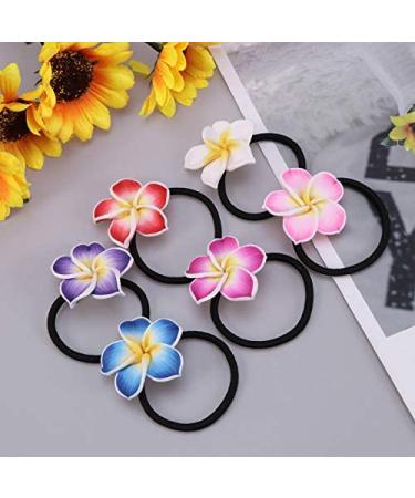 LEORX 12pcs Colorful Plumeria Hair Ties - Soft Ceramic Flower Hair Accessories - Buy Online on GoSupps.com