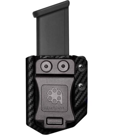 Amberide Universal Mag Carrier IWB/OWB KYDEX Magazine Holster Fit - Black Carbon Fiber - 9mm/.40 Double Stack Mag Carrier