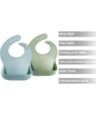 PandaEar Silicone Baby Feeding Bibs | Waterproof & Soft | Unisex | Ages 10-72 Months | Blue Green Pink/Yellow - Buy Online on GoSupps.com