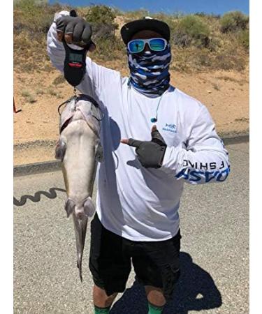 BASSDASH Men's UV Sun Protection Fishing T-Shirt UPF 50+ Long Sleeve - White/Vivid Blue - Size Large - Buy Online on GoSupps.com